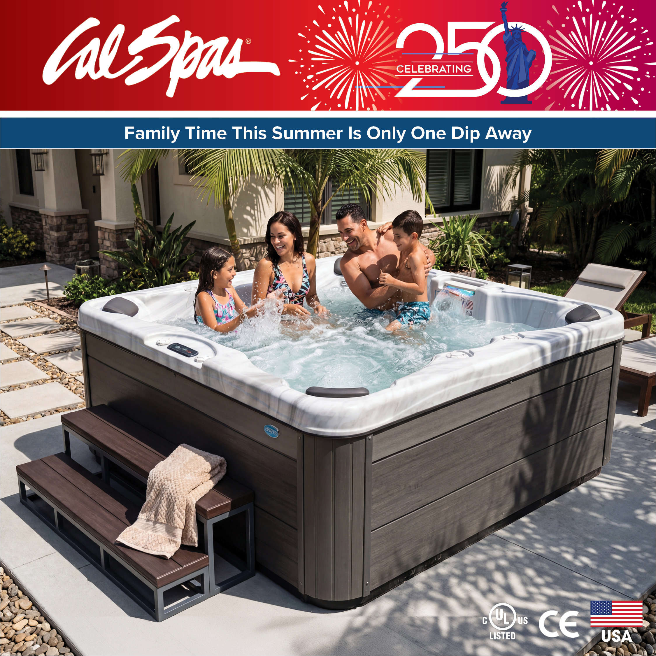Calspas hot tub being used in a family setting - Asheville